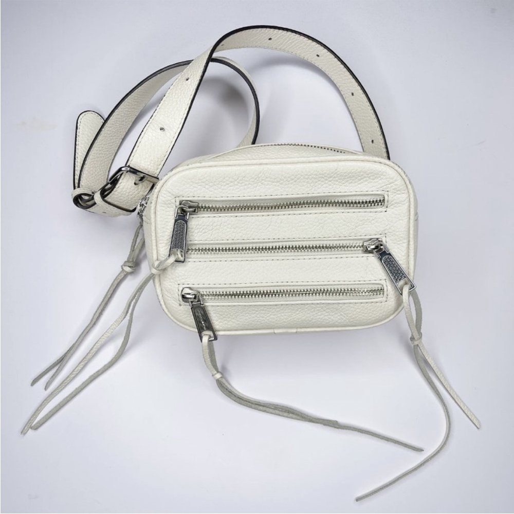 REBECCA MINKOFF White Leather 3 Zip Belt Bag